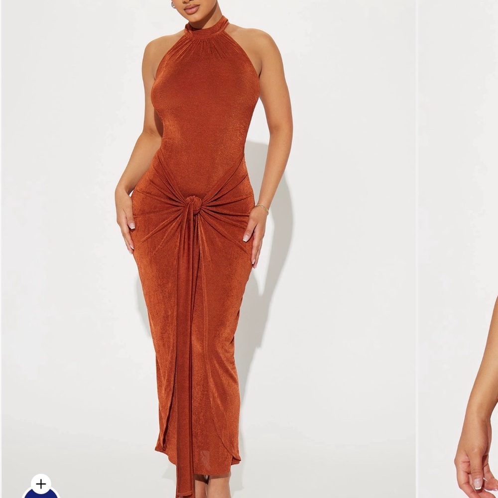 Fashion Nova Rust Halter Dress